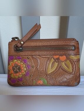 Fossil Floral Embossed Leather Wristlet